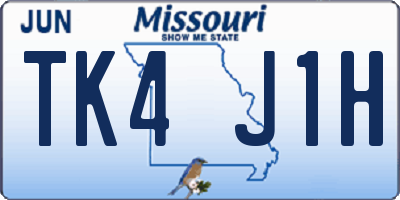 MO license plate TK4J1H