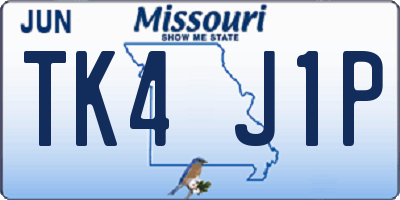 MO license plate TK4J1P