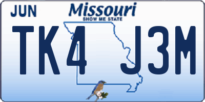 MO license plate TK4J3M