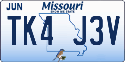 MO license plate TK4J3V