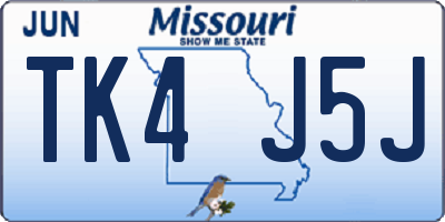 MO license plate TK4J5J