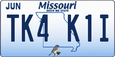 MO license plate TK4K1I