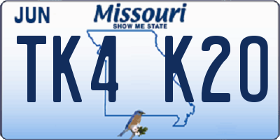 MO license plate TK4K2O