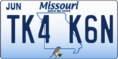 MO license plate TK4K6N