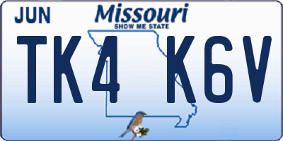 MO license plate TK4K6V