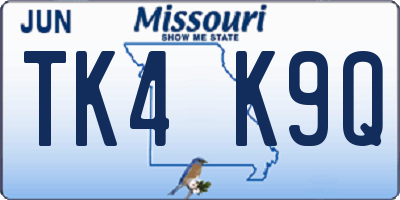 MO license plate TK4K9Q