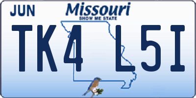 MO license plate TK4L5I