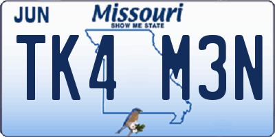 MO license plate TK4M3N