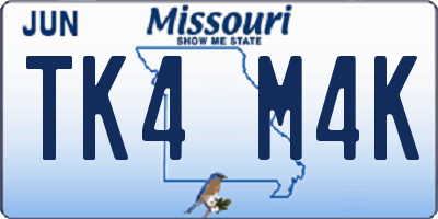 MO license plate TK4M4K