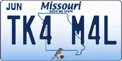 MO license plate TK4M4L