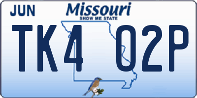 MO license plate TK4O2P