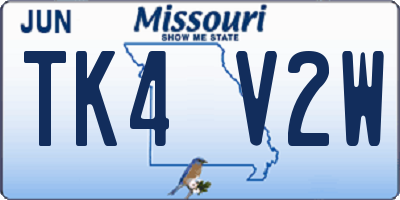 MO license plate TK4V2W