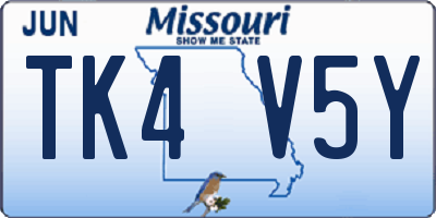 MO license plate TK4V5Y
