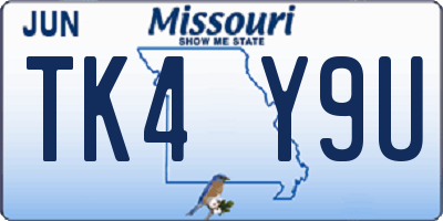 MO license plate TK4Y9U