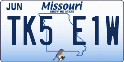 MO license plate TK5E1W