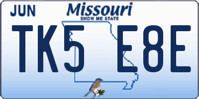 MO license plate TK5E8E