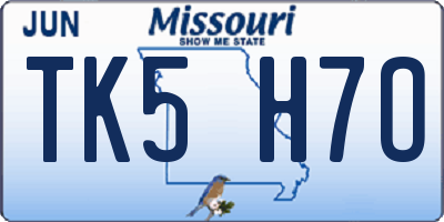 MO license plate TK5H7O
