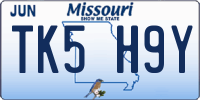 MO license plate TK5H9Y