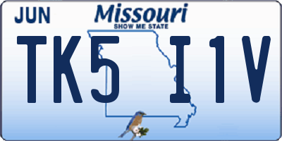 MO license plate TK5I1V