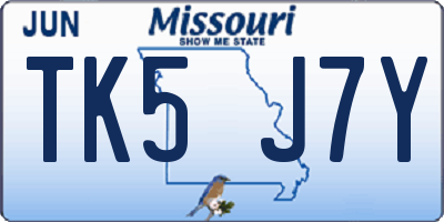 MO license plate TK5J7Y