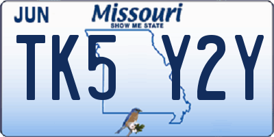MO license plate TK5Y2Y