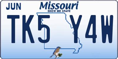 MO license plate TK5Y4W