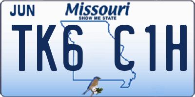 MO license plate TK6C1H