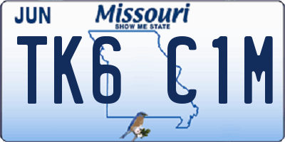 MO license plate TK6C1M