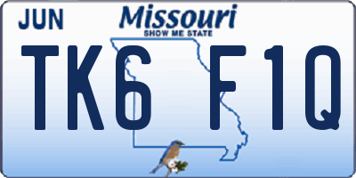 MO license plate TK6F1Q
