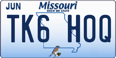 MO license plate TK6H0Q