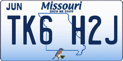 MO license plate TK6H2J
