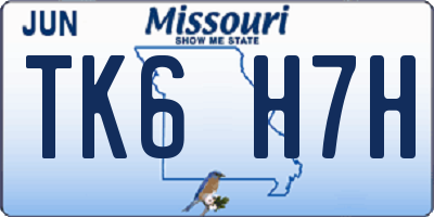 MO license plate TK6H7H