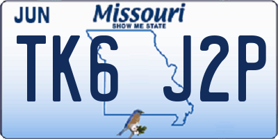 MO license plate TK6J2P