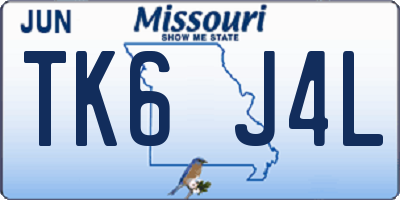 MO license plate TK6J4L