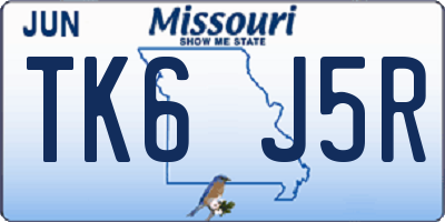 MO license plate TK6J5R