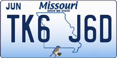 MO license plate TK6J6D