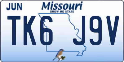 MO license plate TK6J9V