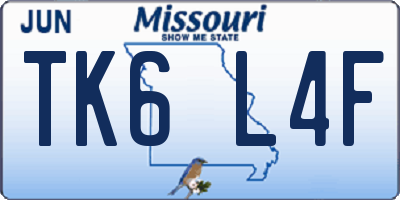 MO license plate TK6L4F