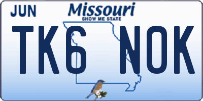 MO license plate TK6N0K
