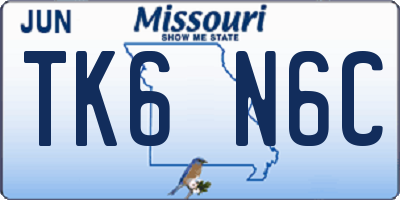 MO license plate TK6N6C