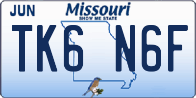 MO license plate TK6N6F