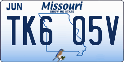 MO license plate TK6O5V