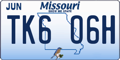 MO license plate TK6O6H