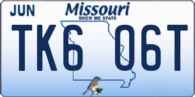 MO license plate TK6O6T