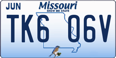 MO license plate TK6O6V