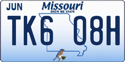 MO license plate TK6O8H
