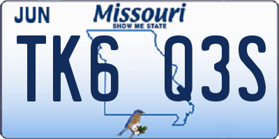 MO license plate TK6Q3S