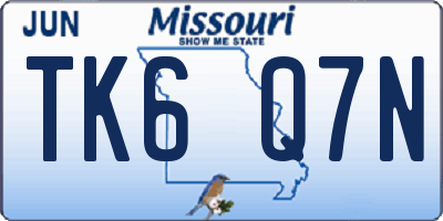 MO license plate TK6Q7N