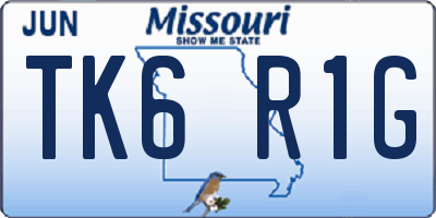 MO license plate TK6R1G