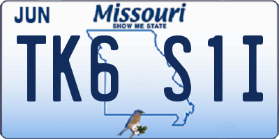 MO license plate TK6S1I